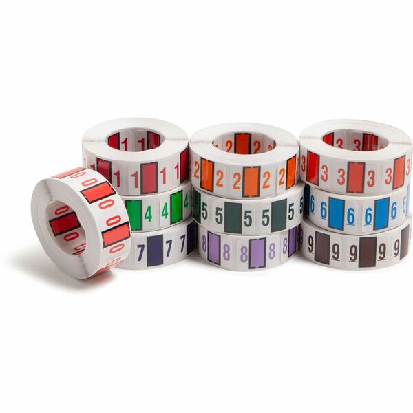 Smead BCCRN Bar-Style Color-Coded Labels - "Number" - 1 1/4" Width x 1" Length - Assorted - 5000 / Box