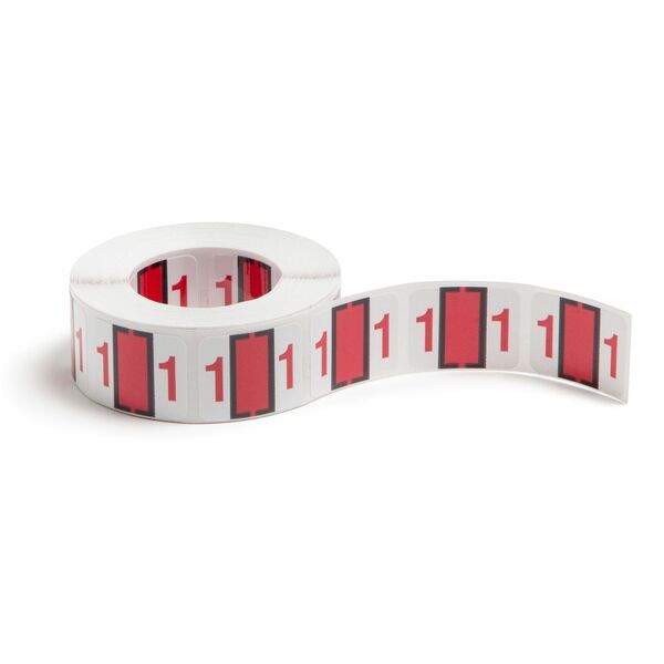 Smead BCCRN Bar-Style Color-Coded Labels - "Number" - 1 1/4" Width x 1" Length - Red - 500 / Roll