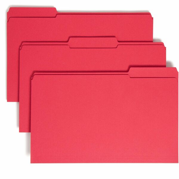Smead Colored 1/3 Tab Cut Legal Recycled Top Tab File Folder - 8 1/2" x 14" - 3/4" Expansion - Top Tab Location - Assorted Position Tab Position - Blue - 10% Recycled - 100 / Box