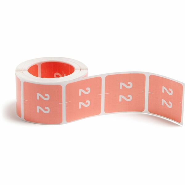 Smead DCC Color-Coded Numeric Labels - "Number" - 1 1/2" Width x 1 1/2" Length - Pink - 250 / Roll