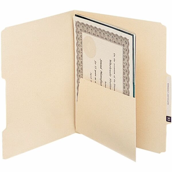 Smead Self-Adhesive Folder Dividers with Pockets - For Letter 8 1/2" x 11" Sheet - Manila - Manila - 25 / Pack