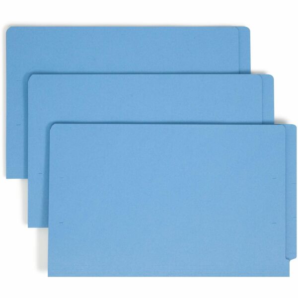 Smead Shelf-Master Straight Tab Cut Legal Recycled Fastener Folder - 3/4" Folder Capacity - 8 1/2" x 14" - 3/4" Expansion - 2 x 2B Fastener(s) - End Tab Location - Blue - 10% Recycled - 50 / Box