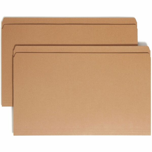 Smead Straight Tab Cut Legal Recycled Top Tab File Folder - 8 1/2" x 14" - Kraft - Kraft - 10% Recycled - 100 / Box