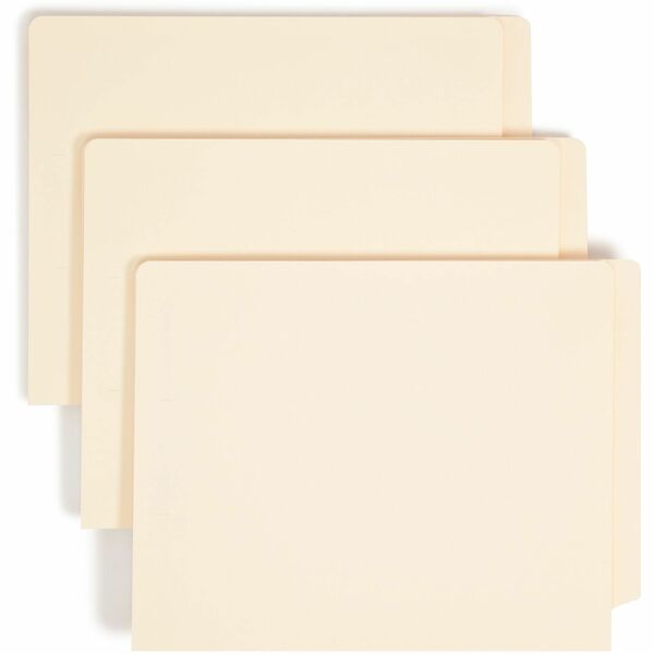 Smead Straight Tab Cut Letter Recycled Fastener Folder - 8 1/2" x 11" - 1 1/2" Expansion - 2 x 2B Fastener(s) - 2" Fastener Capacity for Folder - End Tab Location - Manila - Manila - 10% Recycled - 50 / Box