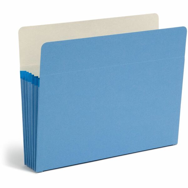 Smead Straight Tab Cut Letter Recycled File Pocket - 8 1/2" x 11" - 5 1/4" Expansion - Top Tab Location - Blue - 10% Recycled - 1 Each
