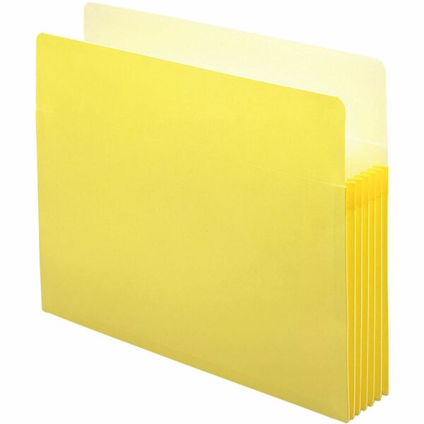 Smead Straight Tab Cut Letter Recycled File Pocket - 8 1/2" x 11" - 5 1/4" Expansion - Top Tab Location - Card Stock - Yellow - 10% Recycled - 1 Each