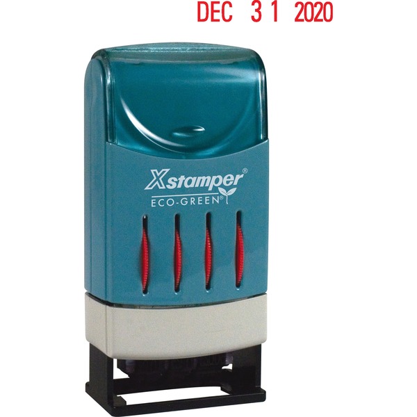Xstamper VersaDater Large Type Date Stamp - Message/Date Stamp - "FAXED, PAID, RECEIVED" - 1" Impression Width x 0.16" Impression Length - Red - Recycled - 1 Each