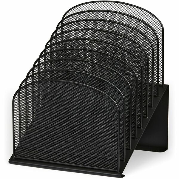Safco Onyx Wire Mesh Desktop Organizer - 8 Compartment(s) - 1" - 14" Height x 11.8" Width x 10.8" DepthDesktop - Powder Coated - Black - Steel - 1 Each