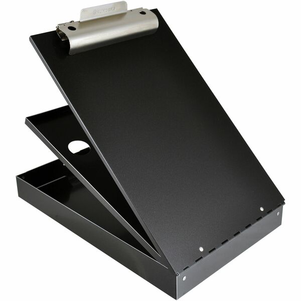 Saunders Aluminum Bottom Opening Form Holder - 1" Clip Capacity - Storage for Stationary - Bottom Opening - 8 1/2" x 12" - Aluminum - Black - 1 Each