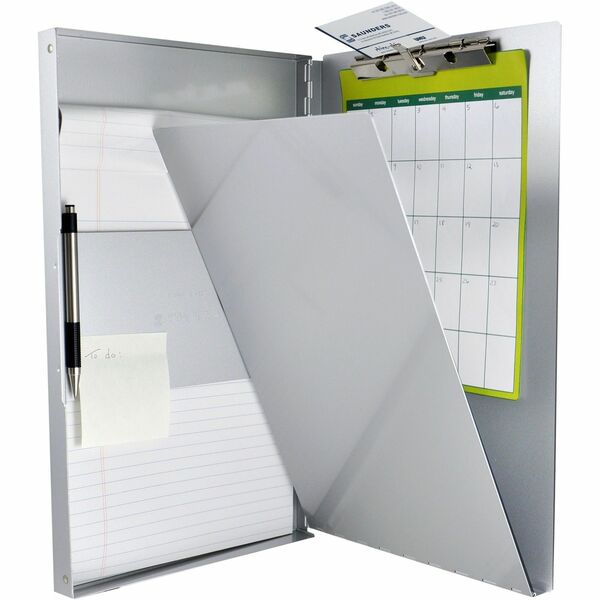 Saunders Snapak Side-open Storage Form Holder - 0.50" Clip Capacity - Storage for 30 Sheet - Side Opening - 8 1/2" x 14" - Aluminum - Silver - 1 Each