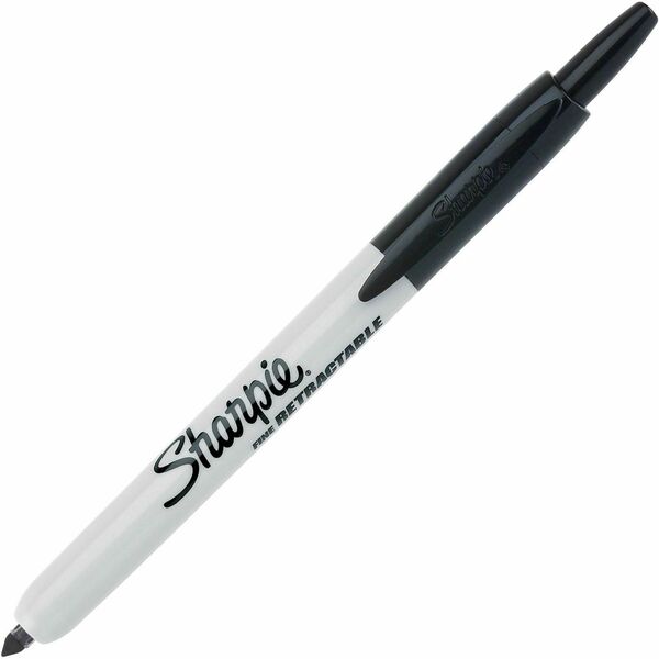 Sharpie Retractable Permanent Marker - Fine Marker Point - Retractable - Black - 12 / Dozen