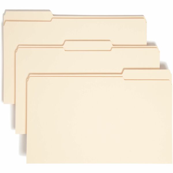 Smead 1/3 Tab Cut Legal Recycled Expanding File - 8 1/2" x 14" - 1 1/2" Expansion - Top Tab Location - Assorted Position Tab Position - Manila - Manila - 10% Recycled - 50 / Box