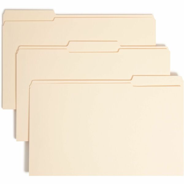 Smead 1/3 Tab Cut Legal Recycled Fastener Folder - 8 1/2" x 14" - 1 1/2" Expansion - 2 x 2B Fastener(s) - 1 1/2" Fastener Capacity for Folder - Top Tab Location - Assorted Position Tab Position - Manila - Manila - 10% Recycled - 50 / Box