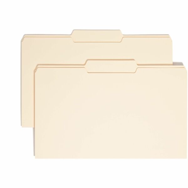 Smead 1/3 Tab Cut Legal Recycled Top Tab File Folder - 8 1/2" x 14" - 3/4" Expansion - Top Tab Location - Second Tab Position - Manila - Manila - 10% Recycled - 100 / Box