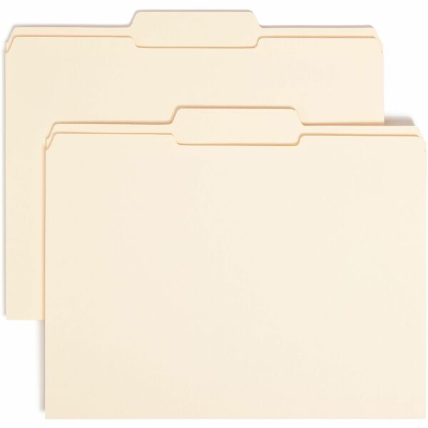 Smead 1/3 Tab Cut Letter Recycled Top Tab File Folder - 8 1/2" x 11" - 3/4" Expansion - Top Tab Location - Center Tab Position - Manila - 10% Recycled - 100 / Box