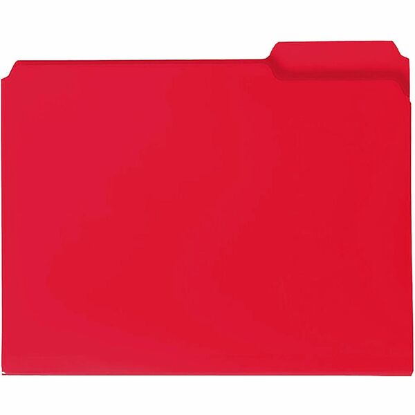Smead 1/3 Tab Cut Letter Top Tab File Folder - 8 1/2" x 11" - 3/4" Expansion - Top Tab Location - Assorted Position Tab Position - Polypropylene - Red - 24 / Box