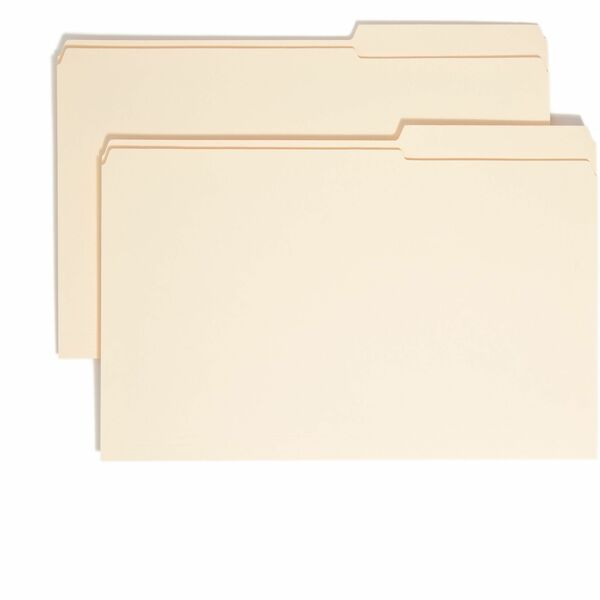 Smead 2/5 Tab Cut Legal Recycled Top Tab File Folder - 8 1/2" x 14" - 3/4" Expansion - Top Tab Location - Right Tab Position - Manila - Manila - 10% Recycled - 100 / Box