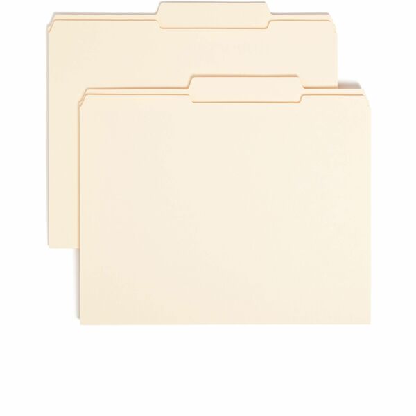 Smead 2/5 Tab Cut Letter Recycled Top Tab File Folder - 8 1/2" x 11" - 3/4" Expansion - Top Tab Location - Right of Center Tab Position - Manila - Manila - 10% Recycled - 100 / Box