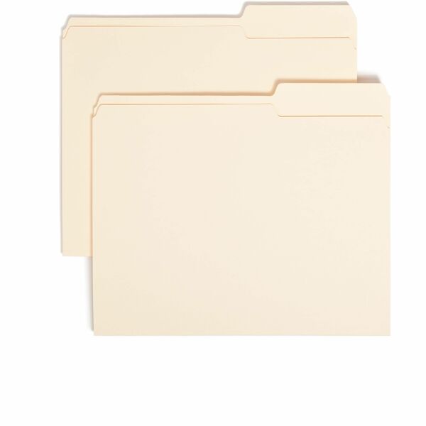 Smead 2/5 Tab Cut Letter Recycled Top Tab File Folder - 8 1/2" x 11" - 3/4" Expansion - Top Tab Location - Right Tab Position - Manila - 10% Recycled - 100 / Box