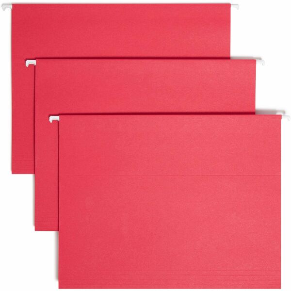 Smead Colored 1/5 Tab Cut Letter Recycled Hanging Folder - 8 1/2" x 11" - Top Tab Location - Assorted Position Tab Position - Vinyl - Blue - 10% Recycled - 25 / Box