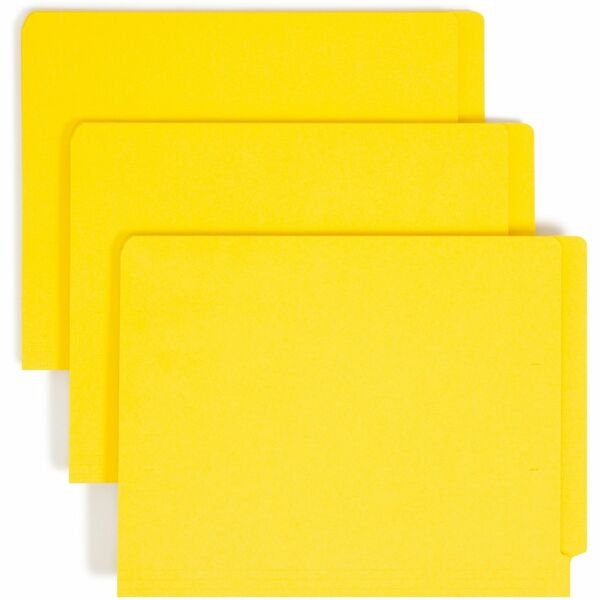 Smead Colored Straight Tab Cut Letter Recycled End Tab File Folder - 8 1/2" x 11" - 3/4" Expansion - Yellow - 10% Recycled - 100 / Box