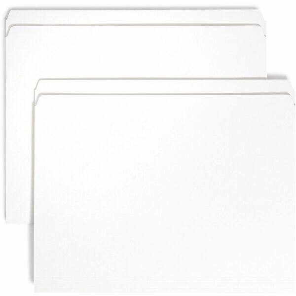 Smead Colored Straight Tab Cut Letter Recycled Top Tab File Folder - 8 1/2" x 11" - 3/4" Expansion - White - 10% Recycled - 100 / Box