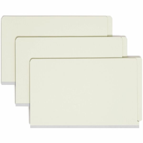 Smead Legal Recycled Classification Folder - 8 1/2" x 14" - 2" Expansion - 2 x 2S Fastener(s) - 2" Fastener Capacity for Folder - End Tab Location - 1 Divider(s) - Pressboard - Gray, Green - 100% Recycled - 10 / Box