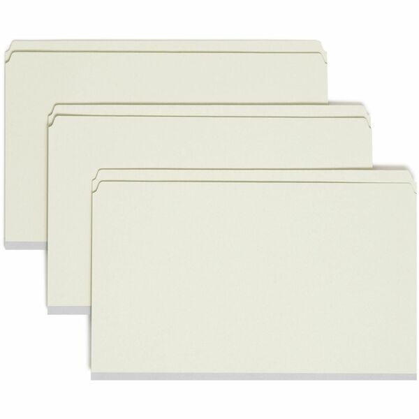 Smead Straight Tab Cut Legal Recycled Fastener Folder - 8 1/2" x 14" - 2" Expansion - 2 x 2S Fastener(s) - 2" Fastener Capacity for Folder - Pressboard - Gray, Green - 100% Recycled - 25 / Box