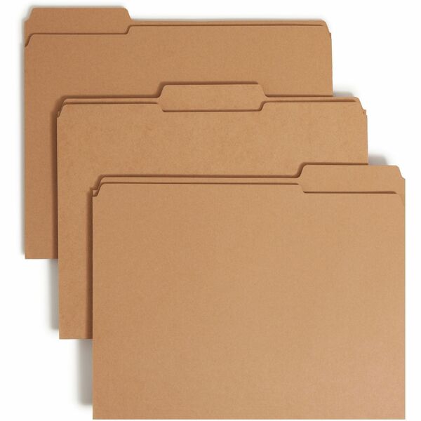 Smead Straight Tab Cut Letter Recycled Fastener Folder - 8 1/2" x 11" - 3/4" Expansion - 1 x 2K Fastener(s) - 2" Fastener Capacity for Folder - Top Tab Location - Assorted Position Tab Position - Kraft - Kraft - 10% Recycled - 50 / Box