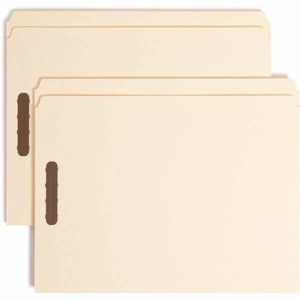 Smead Straight Tab Cut Letter Recycled Fastener Folder - 8 1/2" x 11" - 3/4" Expansion - 2 x 2K Fastener(s) - 2" Fastener Capacity for Folder - Manila - Manila - 10% Recycled - 50 / Box