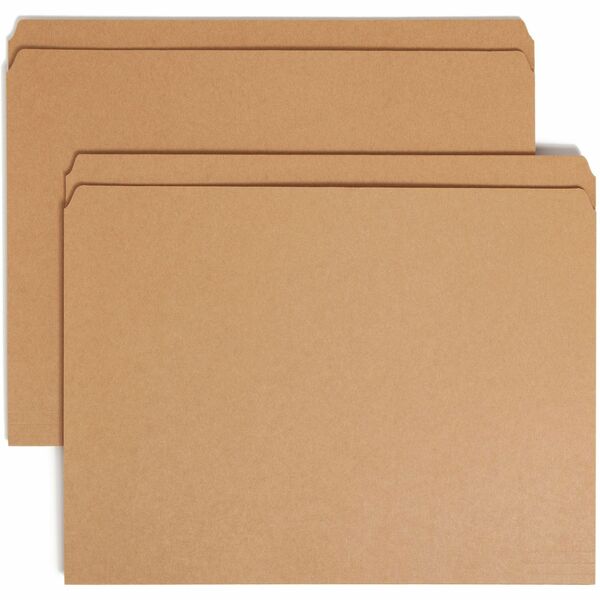 Smead Straight Tab Cut Letter Recycled Top Tab File Folder - 8 1/2" x 11" - 3/4" Expansion - Kraft - 10% Recycled - 100 / Box