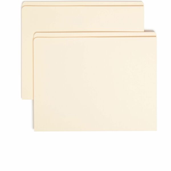 Smead Straight Tab Cut Letter Recycled Top Tab File Folder - 8 1/2" x 11" - Internal Pocket(s) - Manila - 10% Recycled - 50 / Box
