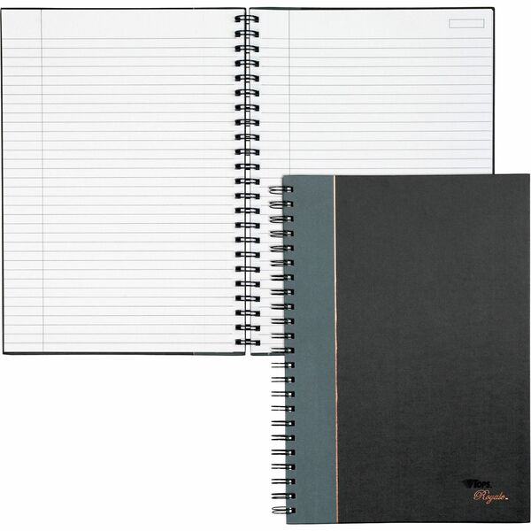 TOPS Sophisticated Business Executive Notebooks - 96 Sheets - Wire Bound - 20 lb Basis Weight - 8 1/4" x 11 3/4" - White Paper - Gray Binding - Black Cover - Hard Cover, Numbered, Ribbon Marker, Heavyweight - 1 Each