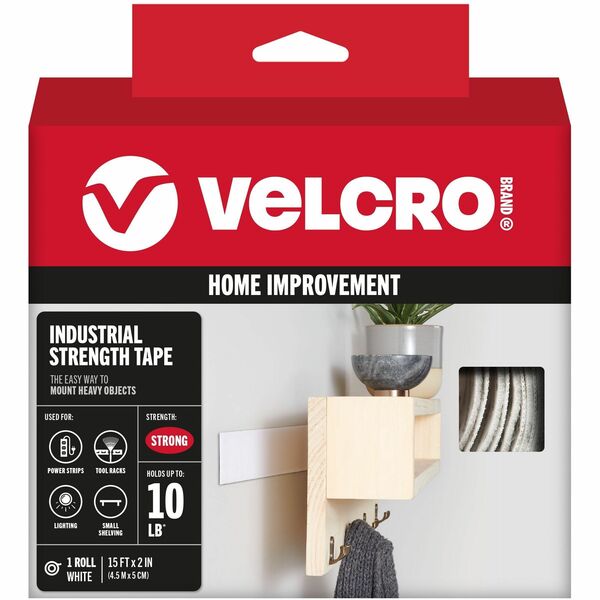 VELCRO® 90198 Heavy Duty Industrial Strength - 15 ft Length x 2" Width - Temperature Resistant, Water Proof - For Holding - 1 / RollRoll - White