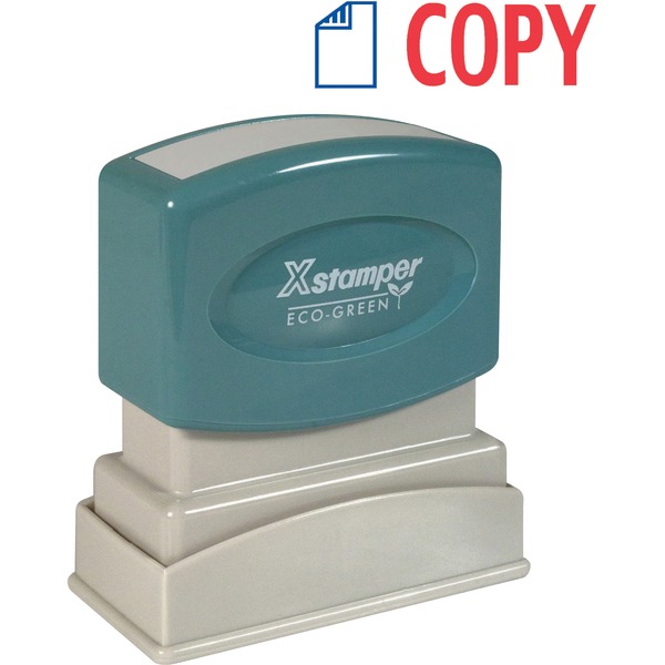 Xstamper COPY 2-color Pre-inked Stamp - Message Stamp - "COPY" - 0.50" Impression Width - 100000 Impression(s) - Red, Blue - Polymer Polymer - Recycled - 1 Each