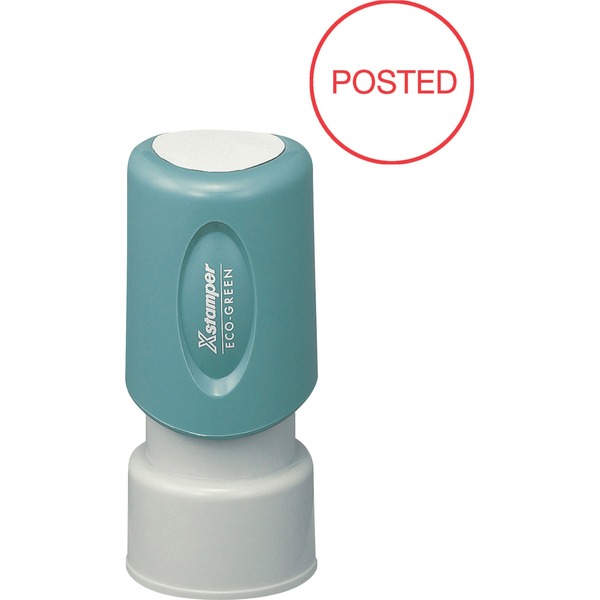 Xstamper Pre-Inked POSTED Stamp - Message Stamp - "POSTED" - 0.63" Impression Diameter - Red - Recycled - 1 Each