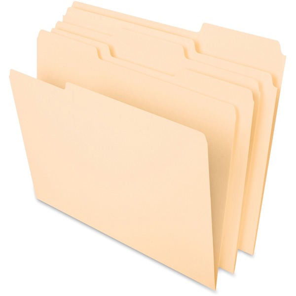 Pendaflex 1/3 Tab Cut Letter Recycled Top Tab File Folder - 8 1/2" x 11" - 3/4" Expansion - Top Tab Location - Assorted Position Tab Position - Kraft - Kraft - 10% Recycled - 100 / Box