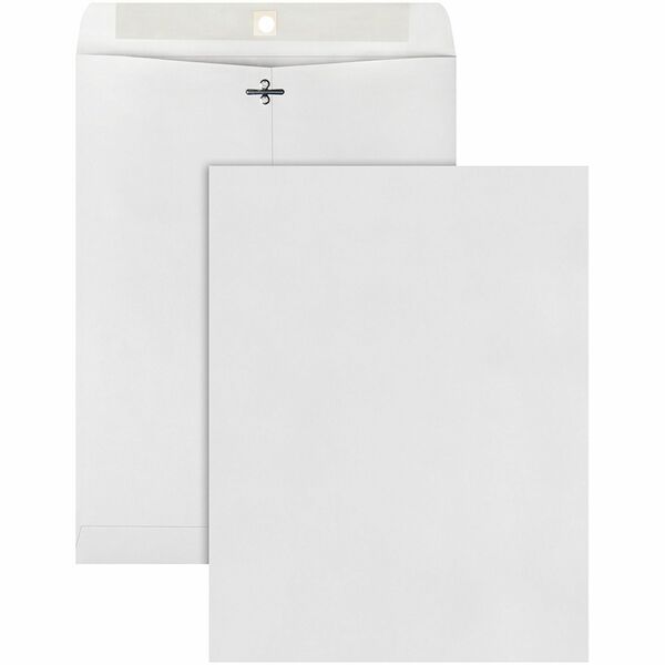Quality Park 10 X 13 Clasp Envelopes with Deeply Gummed Flaps - Clasp - #97 - 10" Width x 13" Length - 28 lb - Gummed - Kraft - 100 / Box - Gray