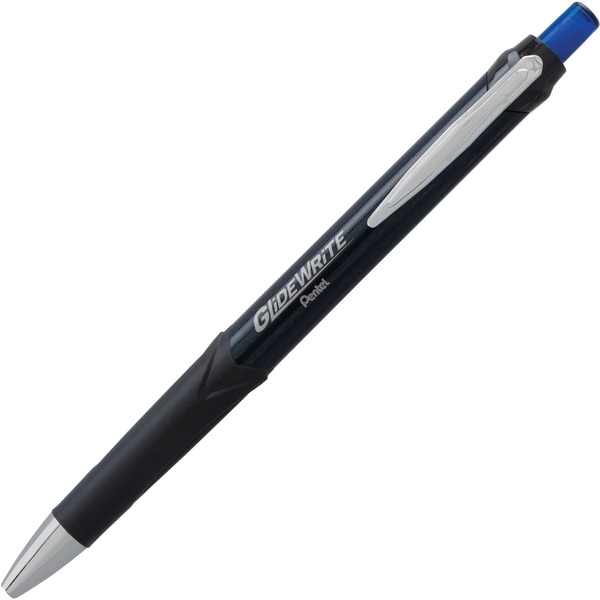 Pentel GlideWrite Signature Gel Ballpoint Pen - 1 mm Pen Point Size - Blue Gel-based Ink - Black Barrel - 1 Dozen