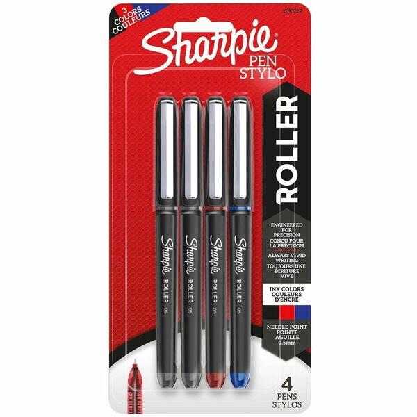 Sharpie Rollerball Pens - 0.5 mm Pen Point Size - 4 / Pack