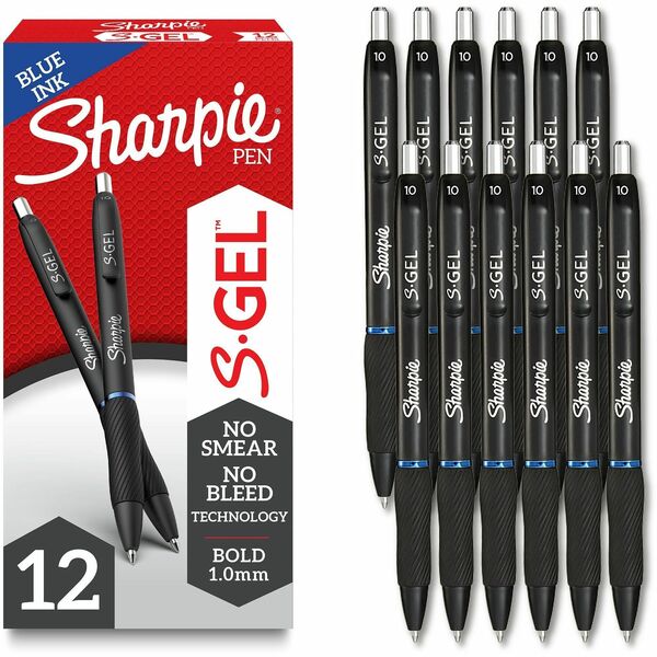 Sharpie S-Gel Pens - 1 mm Pen Point Size - Retractable - Blue Gel-based Ink - 12 / Dozen