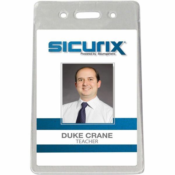 SICURIX Proximity Badge Holder - Support 2.37" x 3.50" Media - Vertical - Vinyl - 50 / Pack - Clear