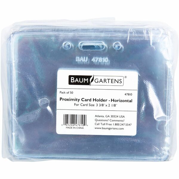 SICURIX Proximity Badge Holder - Support 3.50" x 2.37" Media - Horizontal - Vinyl - 50 / Pack - Clear