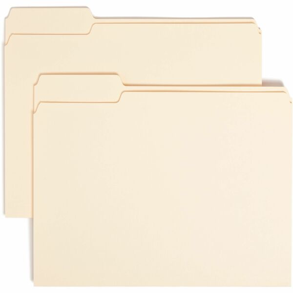 Smead 1/3 Tab Cut Letter Recycled Top Tab File Folder - 8 1/2" x 11" - 3/4" Expansion - Top Tab Location - Left Tab Position - Manila - 10% Recycled - 5 / Carton