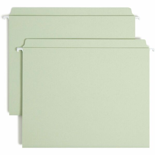Smead FasTab Straight Tab Cut Letter Recycled Hanging Folder - 8 1/2" x 11" - Assorted Position Tab Position - Moss - 10% Recycled - 20 / Box