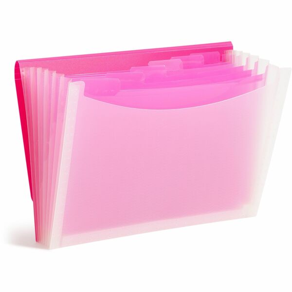 Smead Letter Expanding File - 8 1/2" x 11" - 7 Pocket(s) - 6 Divider(s) - Multi-colored, Pink, Clear - 1 Each