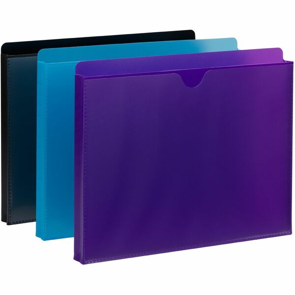 Smead Straight Tab Cut Letter File Jacket - 8 1/2" x 11" - 1" Expansion - Purple, Teal, Black - 6 / Pack