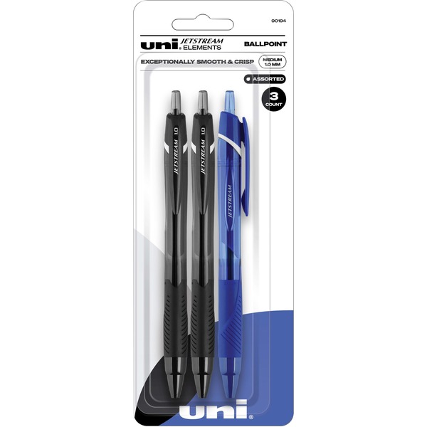 uni® Jetstream Elements Ballpoint Pen - Medium Pen Point - 1 mm Pen Point Size - Assorted Gel-based Ink - 3 / Pack