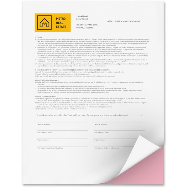 Xerox Bold Digital Carbonless Paper - Letter - 8 1/2" x 11" - 2500 / Carton - Sustainable Forestry Initiative (SFI) - Capsule Control Coating - White, Canary