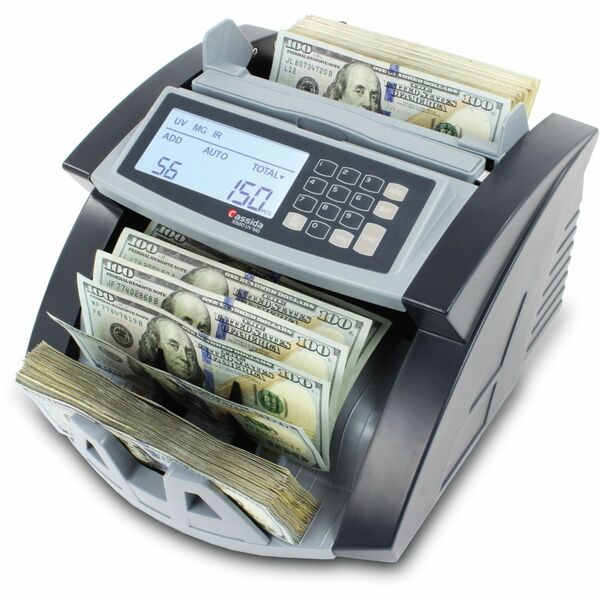 Cassida 5520 UV/MG Currency Counter - 250 Bill Capacity - Counts 1300 bills/min - Gray